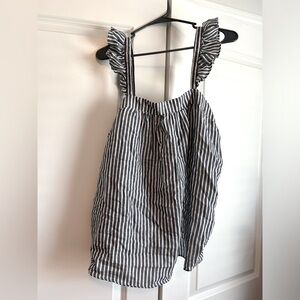 Blue and white flutter sleeve tank